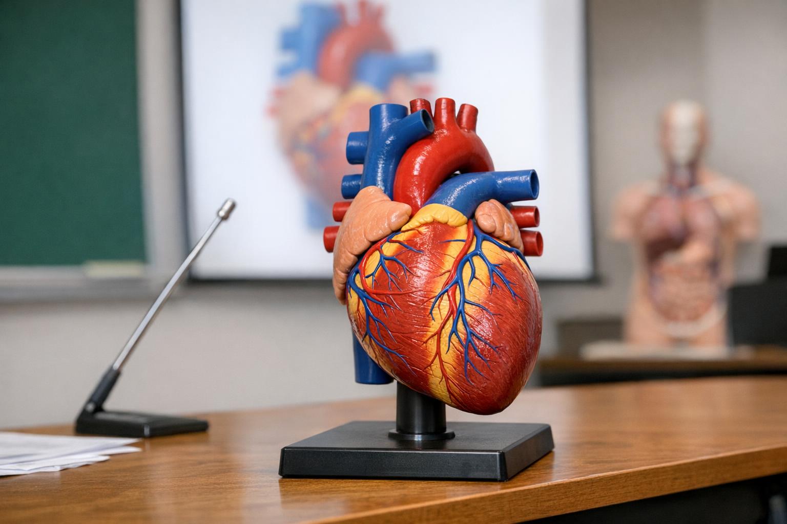 zdjęcie modelu anatomicznego serca używanego podczas wykładu